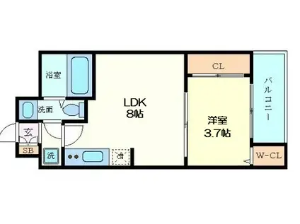 SERENITE北浜(1LDK/2階)の間取り写真