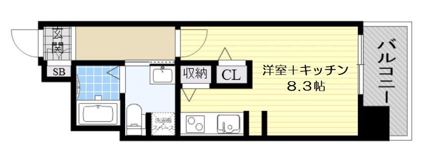 スワンズシティ新大阪(1K/2階)の間取り写真