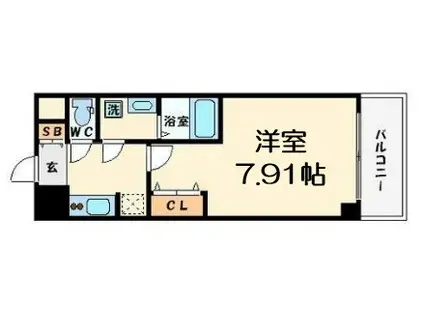 アーデン谷町(1K/9階)の間取り写真