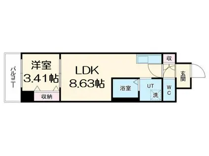 アーバンパーク新大阪(1LDK/2階)の間取り写真