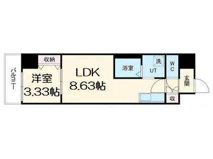 アーバンパーク新大阪(1LDK/8階)の間取り写真