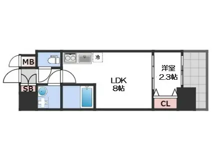 セレニテ日本橋ミラク(1LDK/5階)の間取り写真