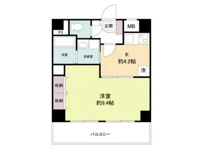 WILL DO堺筋本町(1DK/2階)の間取り写真