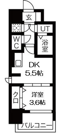 レジュールアッシュウエストレジス(1DK/10階)の間取り写真