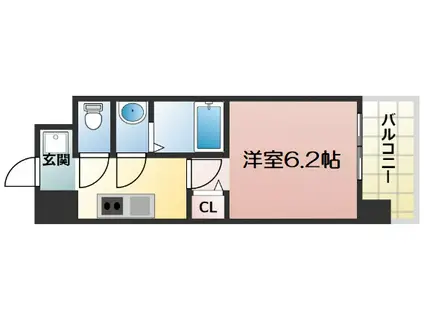 スプランディッド難波2(1K/12階)の間取り写真