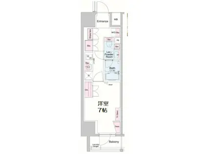 エスリードコート堺筋本町(1K/4階)の間取り写真