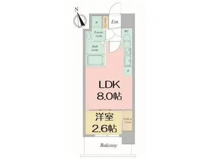 セレニテ夕陽丘エクラ(1DK/3階)の間取り写真