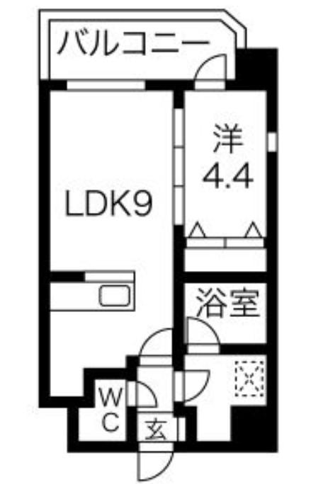 スプランディッド難波(1LDK/9階)の間取り写真