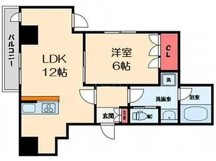 プレディアコート本町(1LDK/14階)の間取り写真