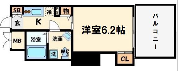 SERENITE本町エコート(1K/2階)の間取り写真