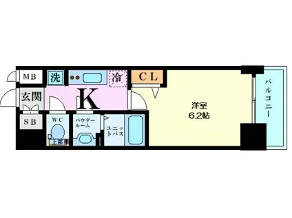 プレサンス堺筋本町ディスティニー(1K/3階)の間取り写真