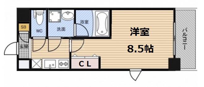 S-FORT福島LIBRE(1K/5階)の間取り写真