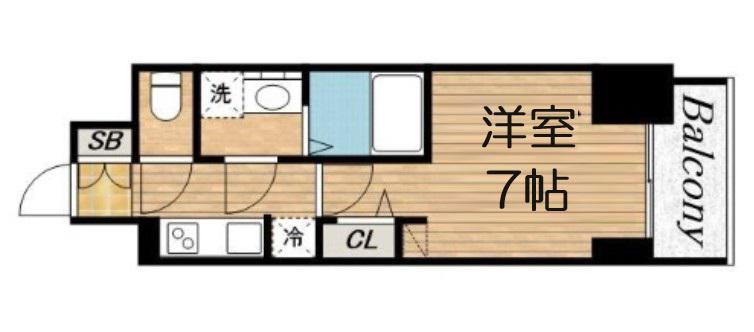 S-RESIDENCE堺筋本町DEUX(1K/3階)の間取り写真