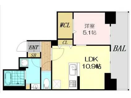 LAZO内久宝寺(1LDK/2階)の間取り写真