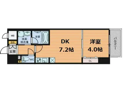 レオンコンフォート本町東2(1DK/12階)の間取り写真