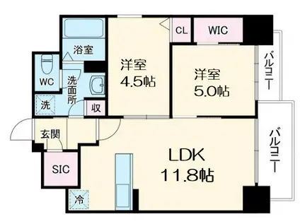 ルフォンプログレ新町(2LDK/2階)の間取り写真