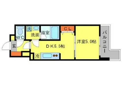 BRAVI南堀江(1DK/11階)の間取り写真