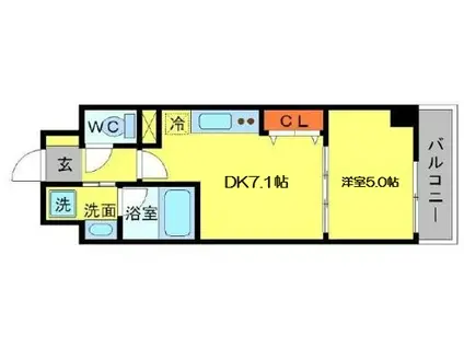 BRAVI南堀江(1DK/3階)の間取り写真