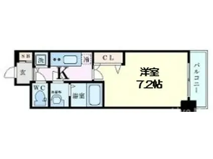 プランドール北浜(1K/3階)の間取り写真