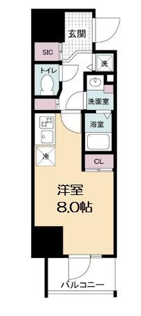 METROSA谷町六丁目ノース(ワンルーム/5階)の間取り写真
