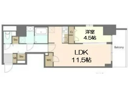S-RESIDENCE阿波座BOUNCY(1LDK/2階)の間取り写真