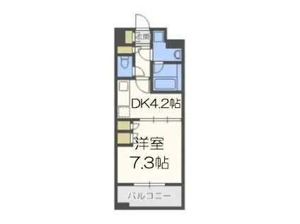 ポートヴィラ靭公園(1DK/7階)の間取り写真