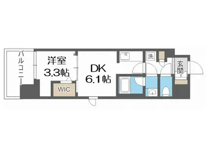 ドゥーエ天満橋(1DK/6階)の間取り写真
