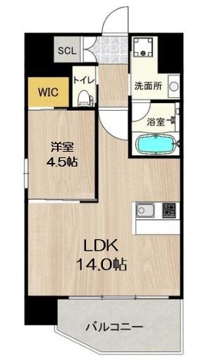 プレジオ九条(1LDK/11階)の間取り写真