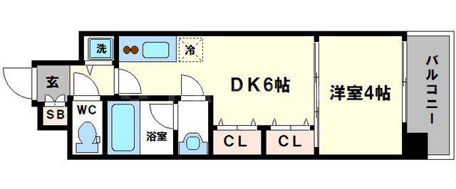 S-RESIDENCE淀屋橋(1DK/10階)の間取り写真