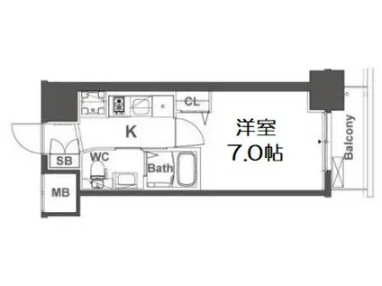 TLRレジデンス本町ウエスト(1K/12階)の間取り写真