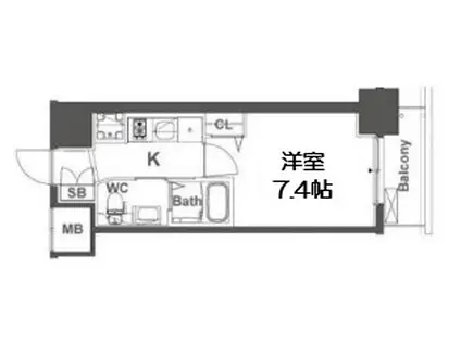 TLRレジデンス本町ウエスト(1K/4階)の間取り写真