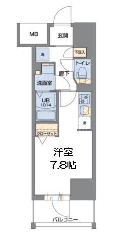 METROSA谷町六丁目サウス(ワンルーム/3階)の間取り写真
