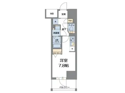 METROSA谷町六丁目サウス(ワンルーム/9階)の間取り写真