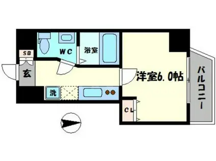 SERENITE本町REFLET(1K/9階)の間取り写真