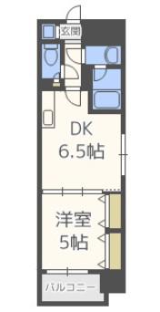レジディア京町堀(1DK/15階)の間取り写真