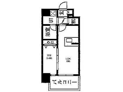 エスリードレジデンス大阪福島シティスクエア(1LDK/7階)の間取り写真