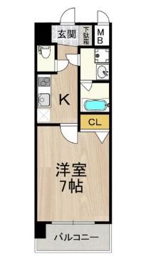 スプランディッド難波サウス(1K/4階)の間取り写真