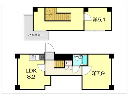 グランドメゾン西心斎橋(2LDK/11階)の間取り写真