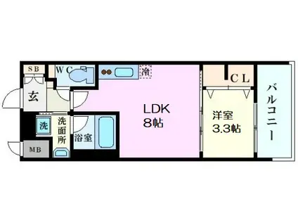 スプランディッド中之島DUE(1LDK/9階)の間取り写真