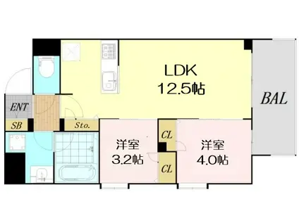ルフォンプログレ南森町(2LDK/5階)の間取り写真