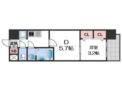 S-RESIDENCE日本橋QUALIER(2K/4階)の間取り写真
