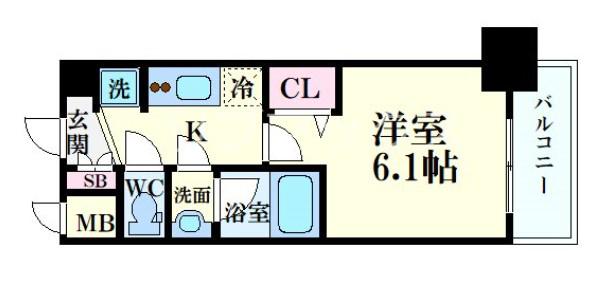 プレサンス東三国駅前グランクラス(1K/12階)の間取り写真