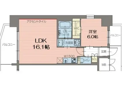 プレジオ梅田(1LDK/8階)の間取り写真