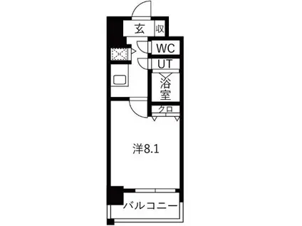グランフェリーチェ・ナイン(1K/12階)の間取り写真