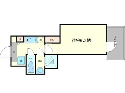 ファーストフィオーレ九条Ⅱ(1K/9階)の間取り写真