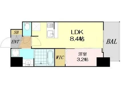 ソルテラスOSAKA緑橋クレアスト(1LDK/4階)の間取り写真