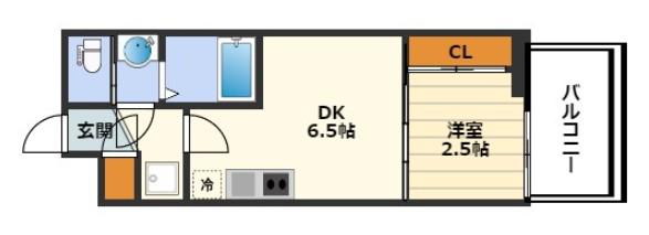 セレニテ中崎町リアン(1DK/9階)の間取り写真