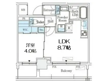 京町堀ビューアパートメント(1LDK/3階)の間取り写真