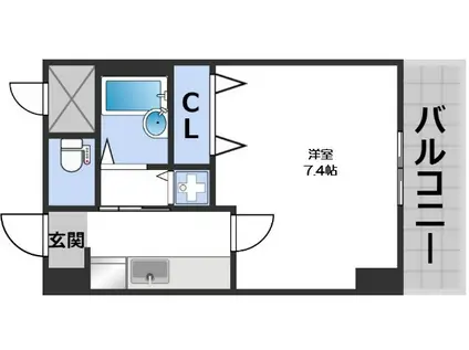グラマシー心斎橋東(1K/2階)の間取り写真