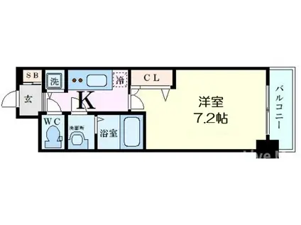 プランドール北浜(1K/9階)の間取り写真